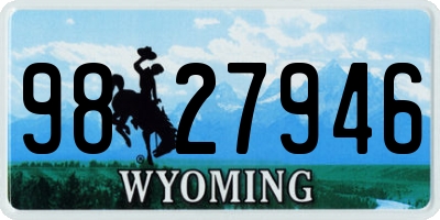 WY license plate 9827946