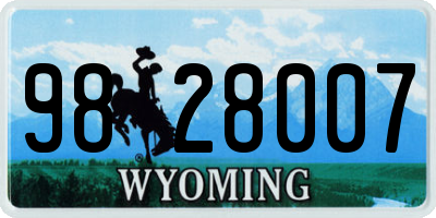 WY license plate 9828007