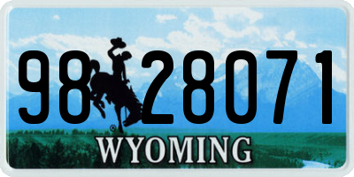 WY license plate 9828071