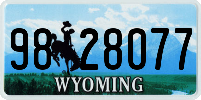 WY license plate 9828077