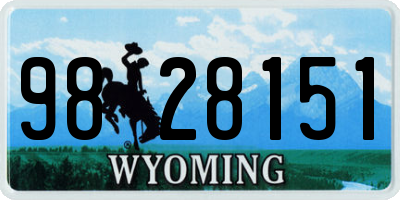 WY license plate 9828151