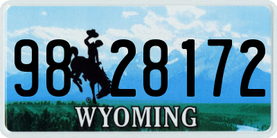 WY license plate 9828172
