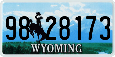 WY license plate 9828173