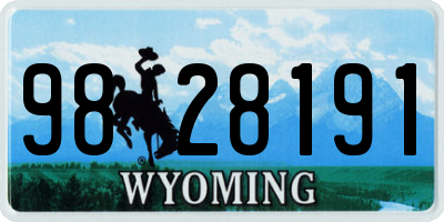 WY license plate 9828191