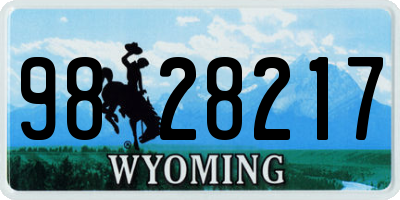 WY license plate 9828217
