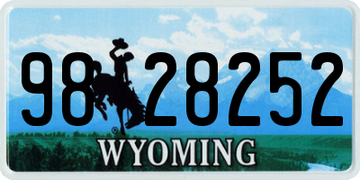 WY license plate 9828252