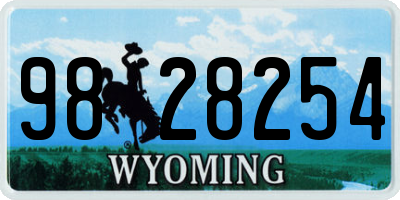 WY license plate 9828254