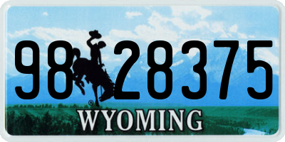 WY license plate 9828375