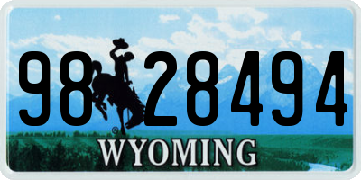 WY license plate 9828494