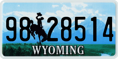 WY license plate 9828514