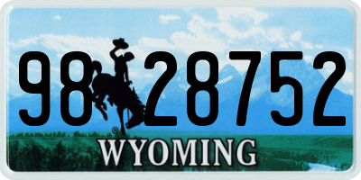 WY license plate 9828752