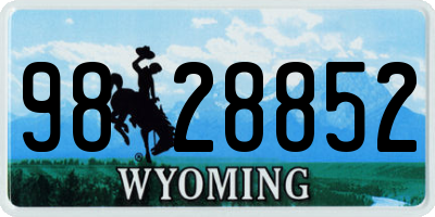 WY license plate 9828852