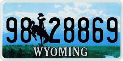 WY license plate 9828869