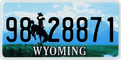 WY license plate 9828871