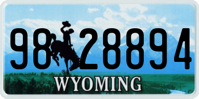 WY license plate 9828894