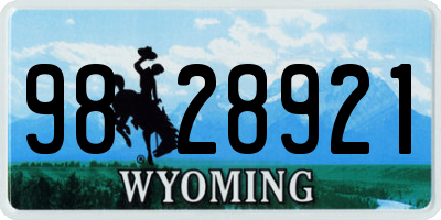 WY license plate 9828921