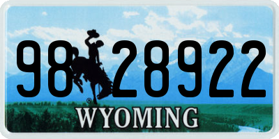 WY license plate 9828922