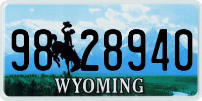 WY license plate 9828940