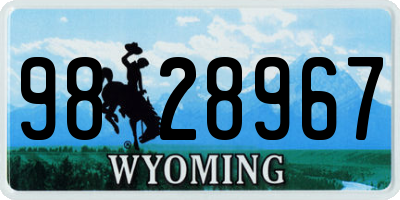 WY license plate 9828967