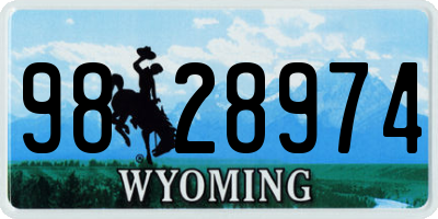 WY license plate 9828974