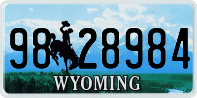 WY license plate 9828984