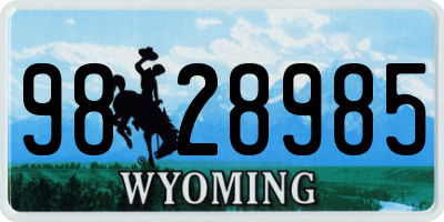 WY license plate 9828985