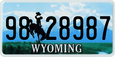 WY license plate 9828987