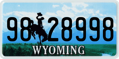 WY license plate 9828998