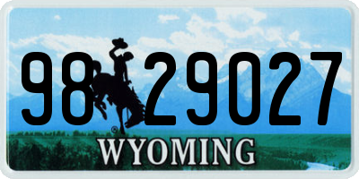 WY license plate 9829027