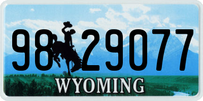 WY license plate 9829077