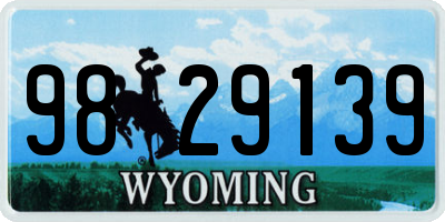 WY license plate 9829139