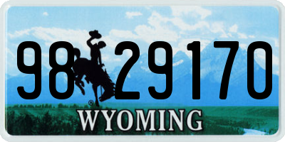 WY license plate 9829170