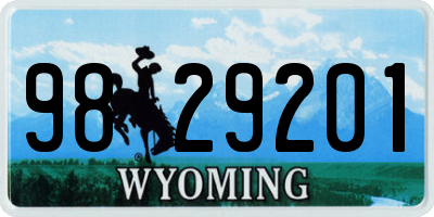 WY license plate 9829201