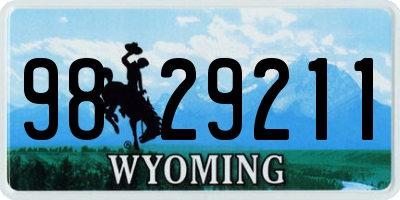 WY license plate 9829211