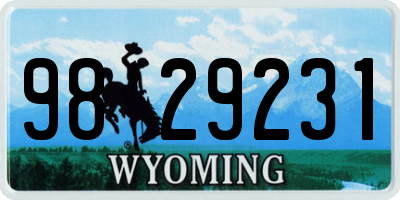 WY license plate 9829231