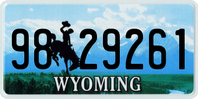 WY license plate 9829261
