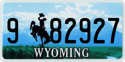 WY license plate 982927