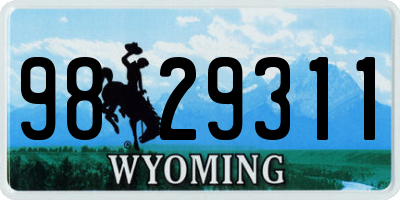 WY license plate 9829311