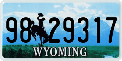WY license plate 9829317