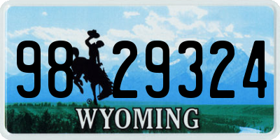 WY license plate 9829324
