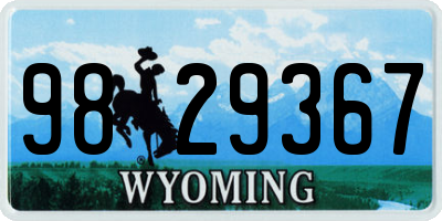 WY license plate 9829367