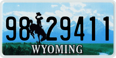 WY license plate 9829411
