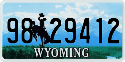 WY license plate 9829412