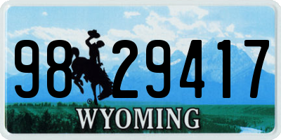 WY license plate 9829417