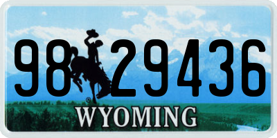 WY license plate 9829436