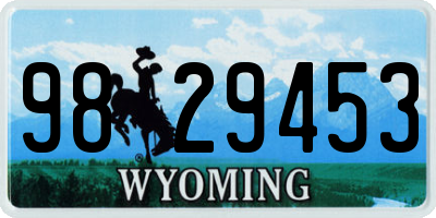 WY license plate 9829453