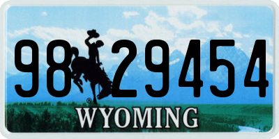 WY license plate 9829454