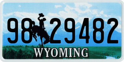 WY license plate 9829482