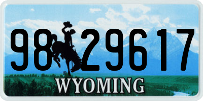 WY license plate 9829617