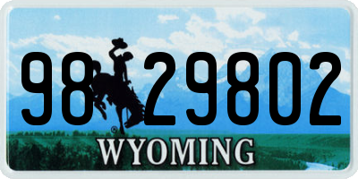 WY license plate 9829802